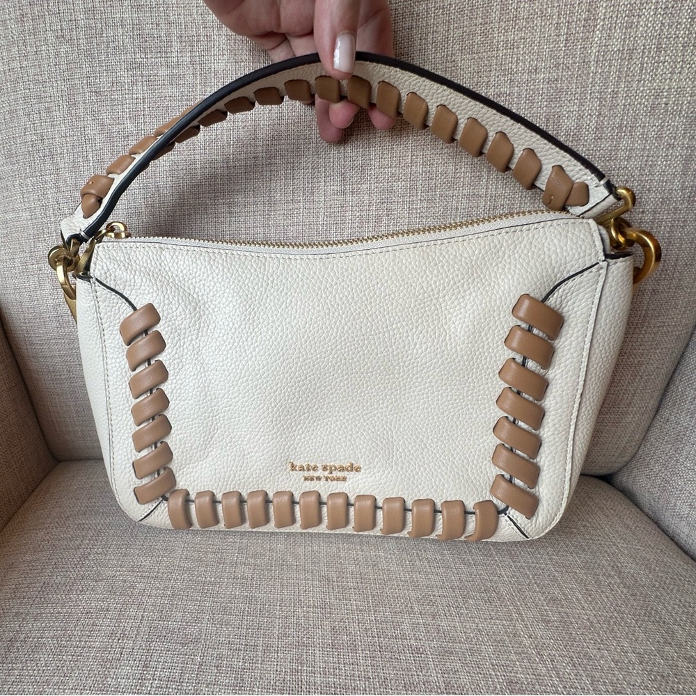 Kate Spade Whipstitch Cream and Tan Shoulder Bag